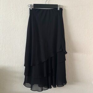 Vintage Alex Evenings Black Chiffon Layered Skirt - Size S